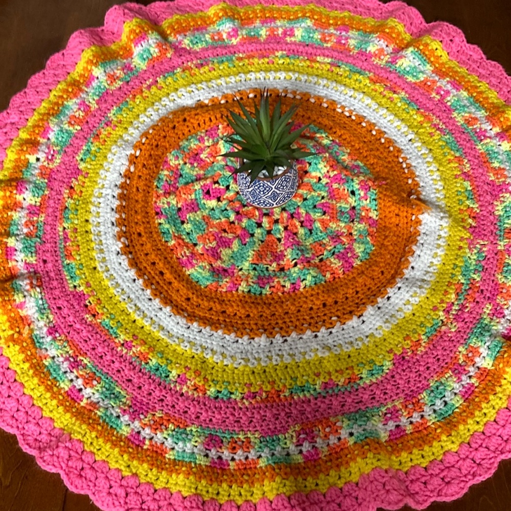 Crochet boho hippie mid century piece vibrant colors